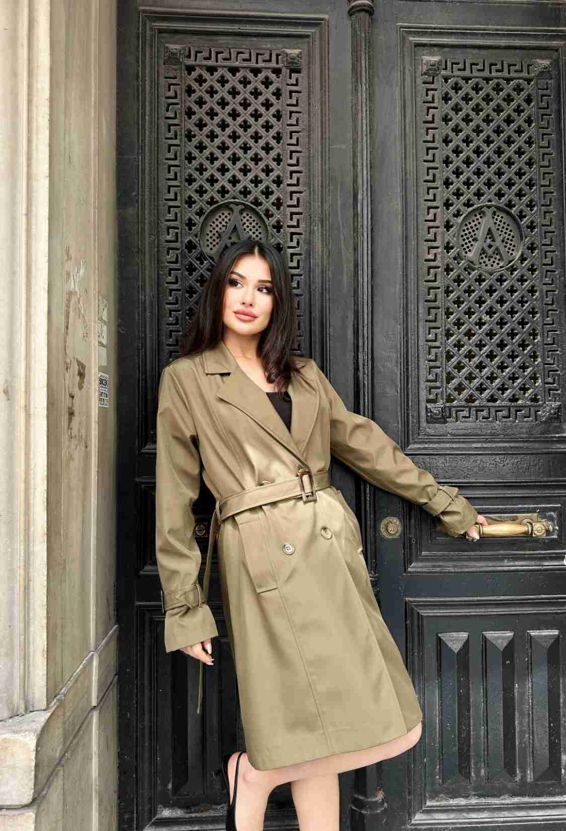 Khaki Trenchcoat Elegant Single-Breasted Wrapover - Brand: My Jest Fashion - Women & Kids, Baby Clothes Wholesale - TheBS Women