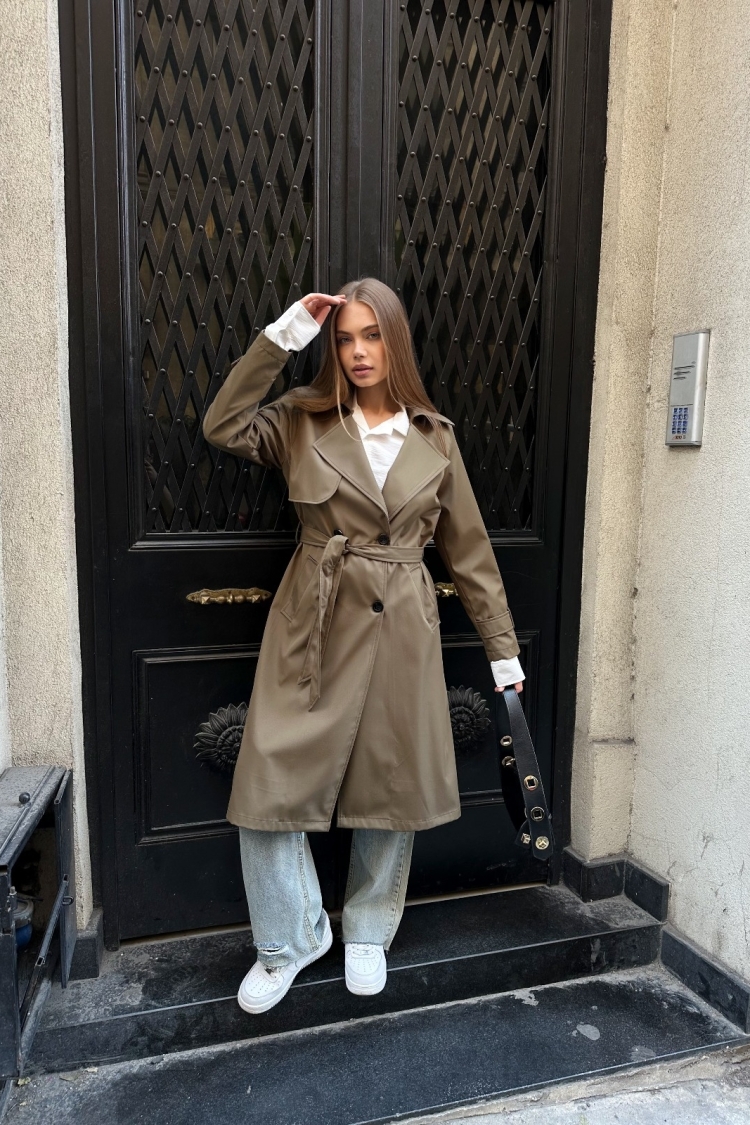Brown Trenchcoat Elegant Single-Breasted Buttoned - Producer: My Jest Fashion - Wholesale Women Clothes - TheBS Women