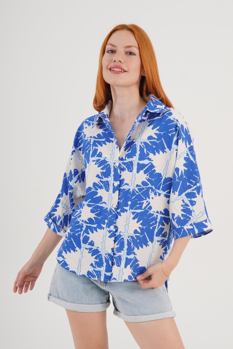 Casual Oversized Fit Shirt With Brush Stroke - Brand: Lustrin - Women & Kids, Baby Clothes Wholesale - TheBS Women