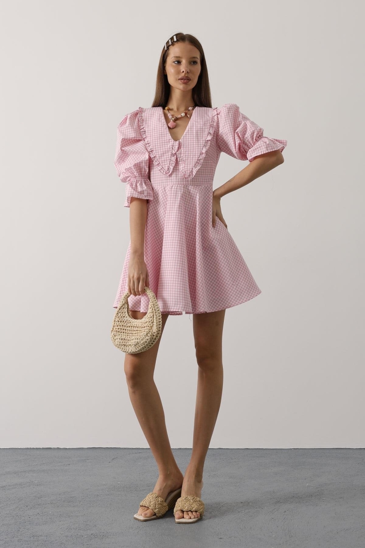 Fit And Flare Mini Dress With Puff 3/4 Sleeves - Brand: Reyon - Women & Kids, Baby Clothes Wholesale - TheBS Women