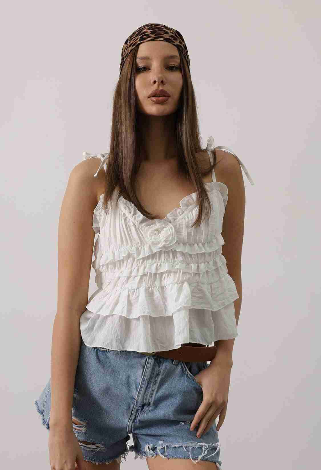 Boho Sleeveless Blouse With Sweetheart Neck - Brand: Reyon - Women & Kids, Baby Clothes Wholesale - TheBS Women