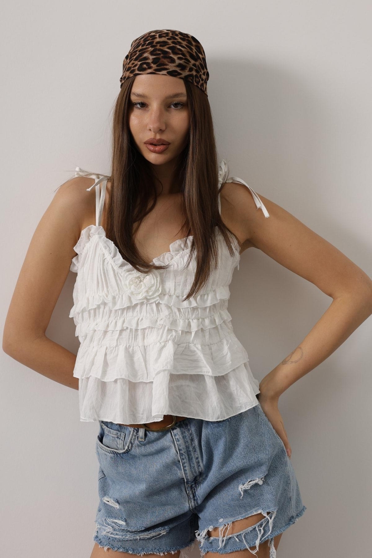 Boho Sleeveless Blouse With Sweetheart Neck - Brand: Reyon - Women & Kids, Baby Clothes Wholesale - TheBS Women