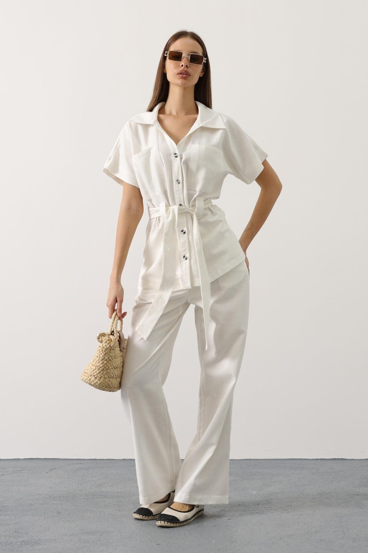 Elegant Buttoned Palazzo Set - Brand: Reyon - Women & Kids, Baby Clothes Wholesale - TheBS Women