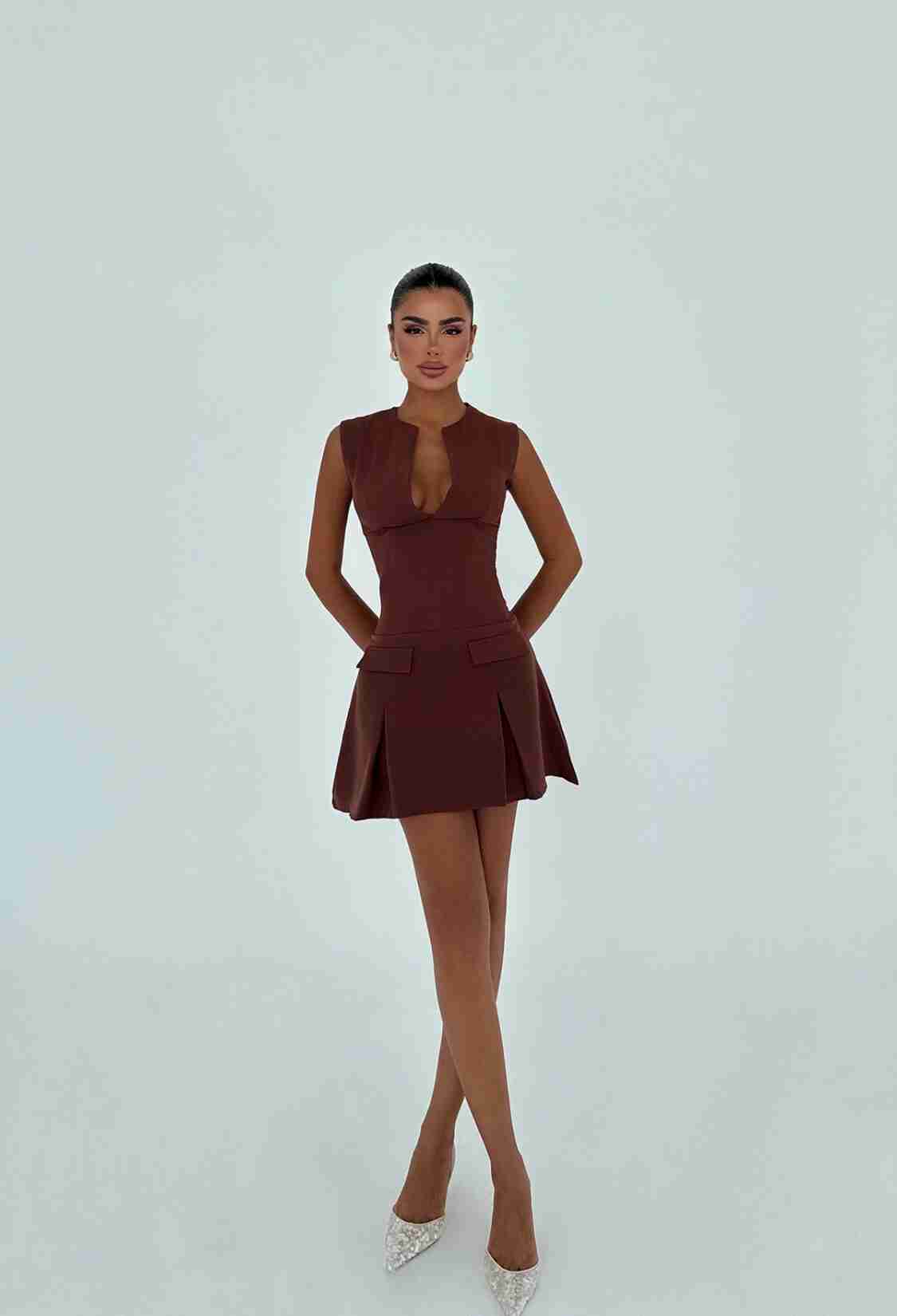 Fit And Flare Mini Dress With Cap Sleeves - Brand: EYYO ATELIER - Women & Kids, Baby Clothes Wholesale - TheBS Women