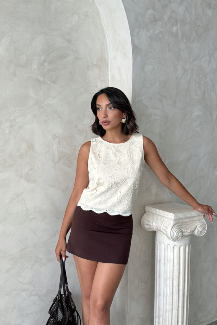 White Elegant Floral Sleeveless Cap Sleeve Blouse - Producer: Topshow - Wholesale Women Clothes - TheBS Women