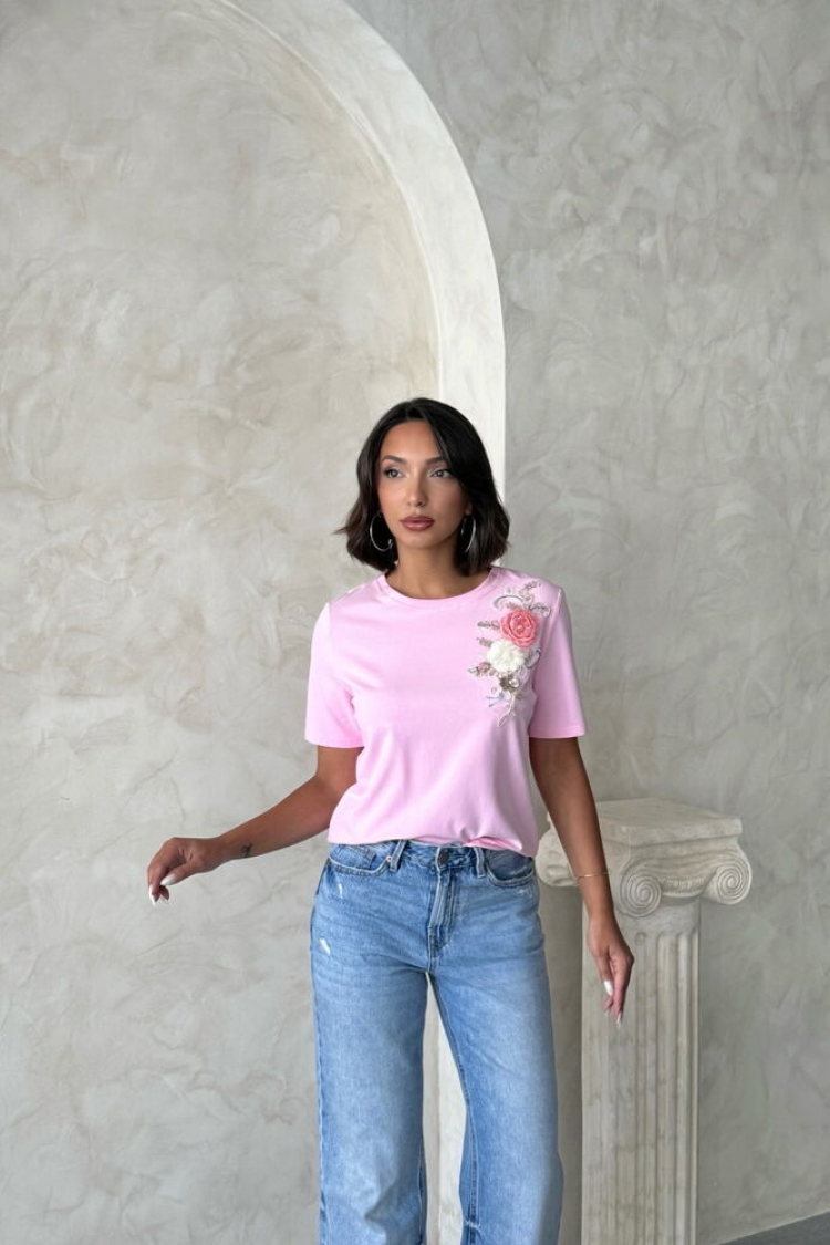 Floral Casual Blouse With Short Sleeves - Producer: Topshow - Wholesale Women Clothes - TheBS Women