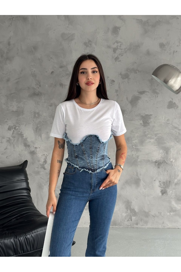 White Casual Slim Fit Crop Tshirt - Brand: My Jest Fashion - Women & Kids, Baby Clothes Wholesale - TheBS Women