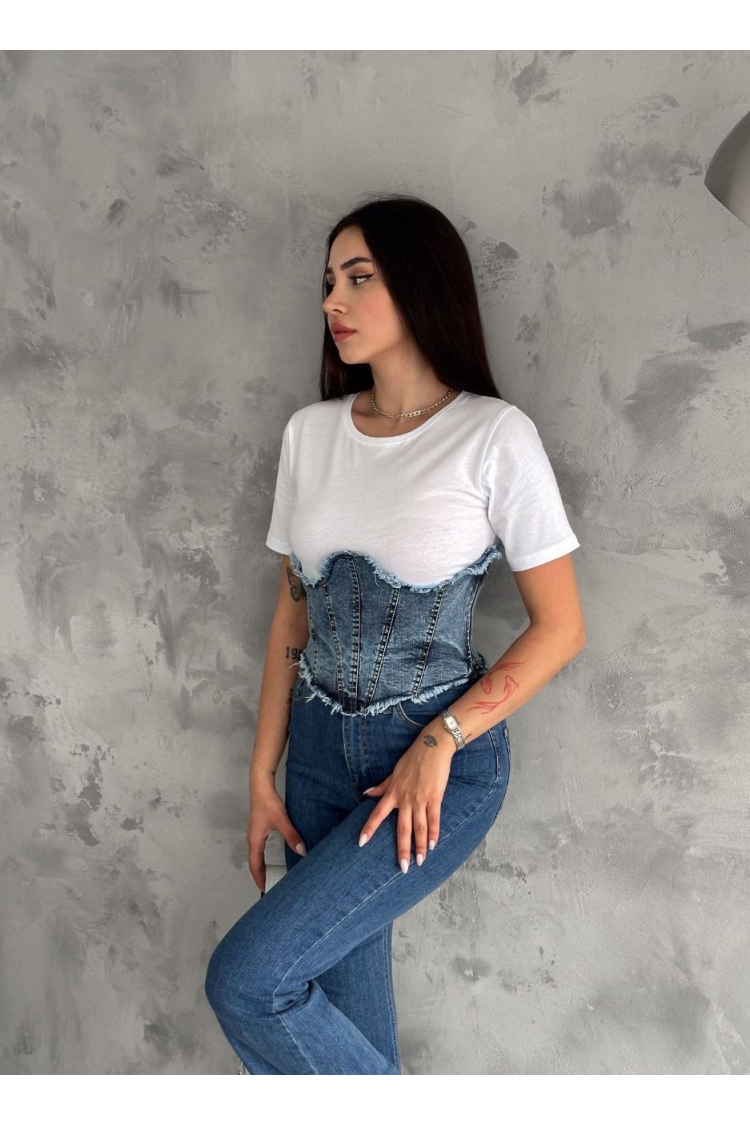 White Casual Slim Fit Crop Tshirt - Brand: My Jest Fashion - Women & Kids, Baby Clothes Wholesale - TheBS Women