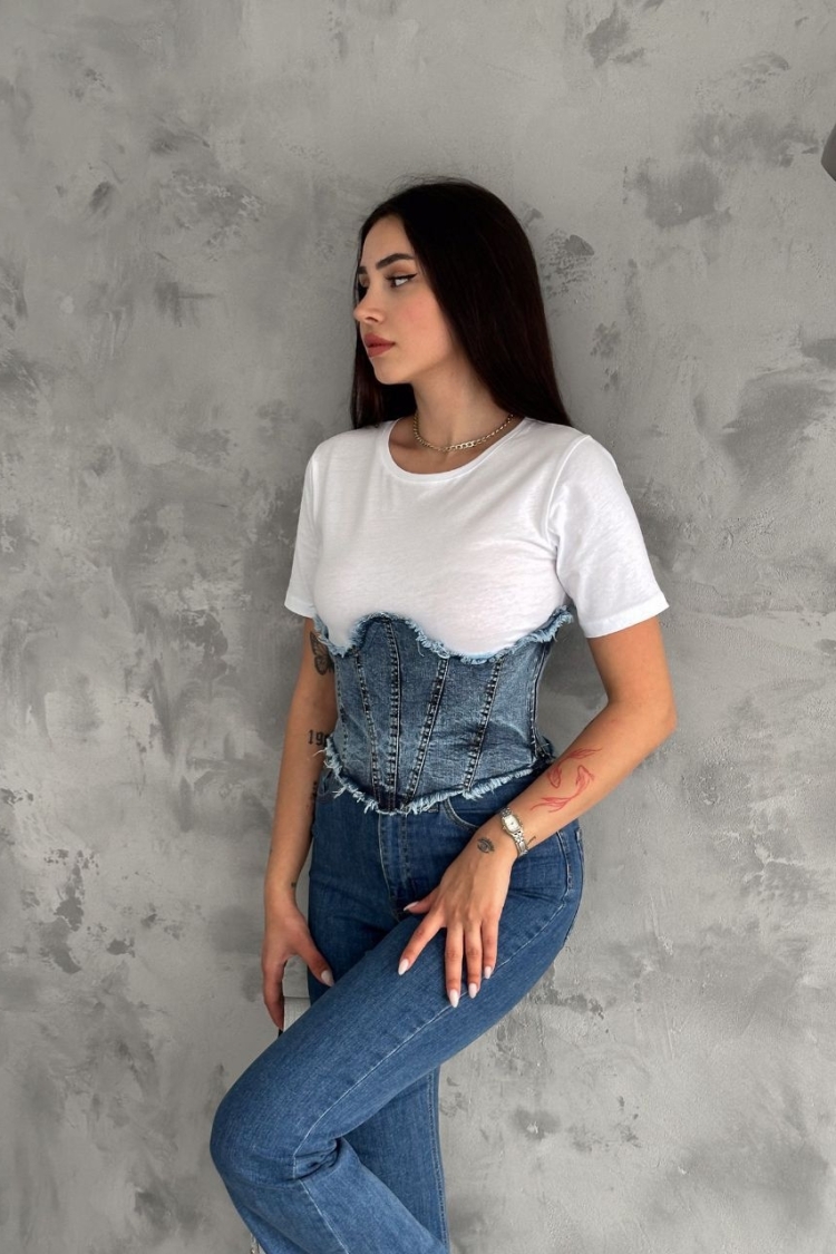 White Casual Slim Fit Crop Tshirt - Producer: My Jest Fashion - Wholesale Women Clothes - TheBS Women