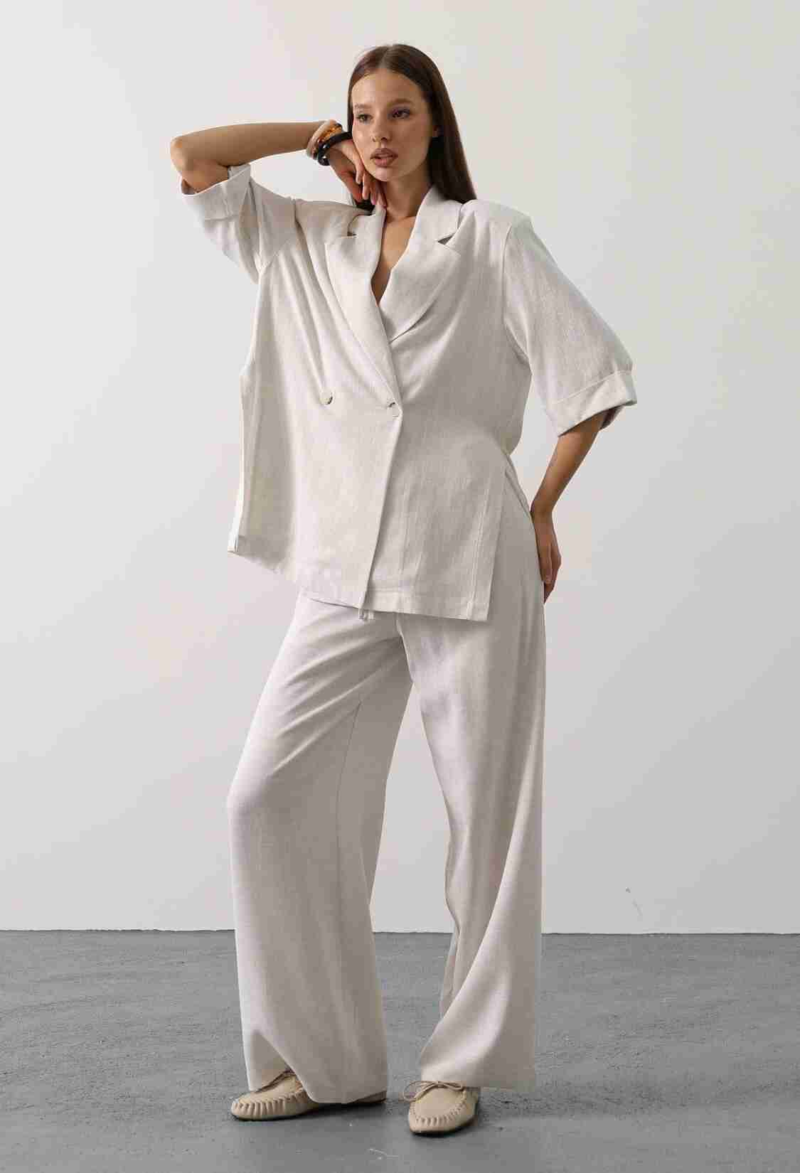 Beige Double-Breasted Blazer Jacket - Brand: Reyon - Women & Kids, Baby Clothes Wholesale - TheBS Women