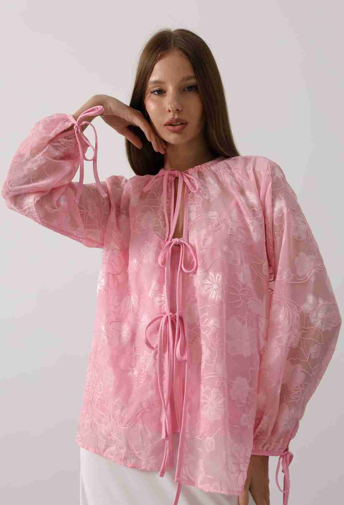 Floral Elegant Casual Shirt With Tie Closure - Brand: Reyon - Women & Kids, Baby Clothes Wholesale - TheBS Women