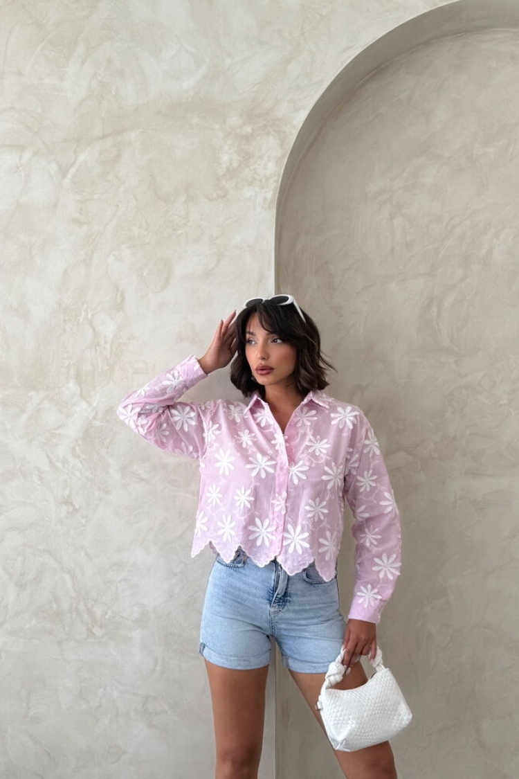 Pink Boho Floral Buttoned Shirt - Producer: Topshow - Wholesale Women Clothes - TheBS Women