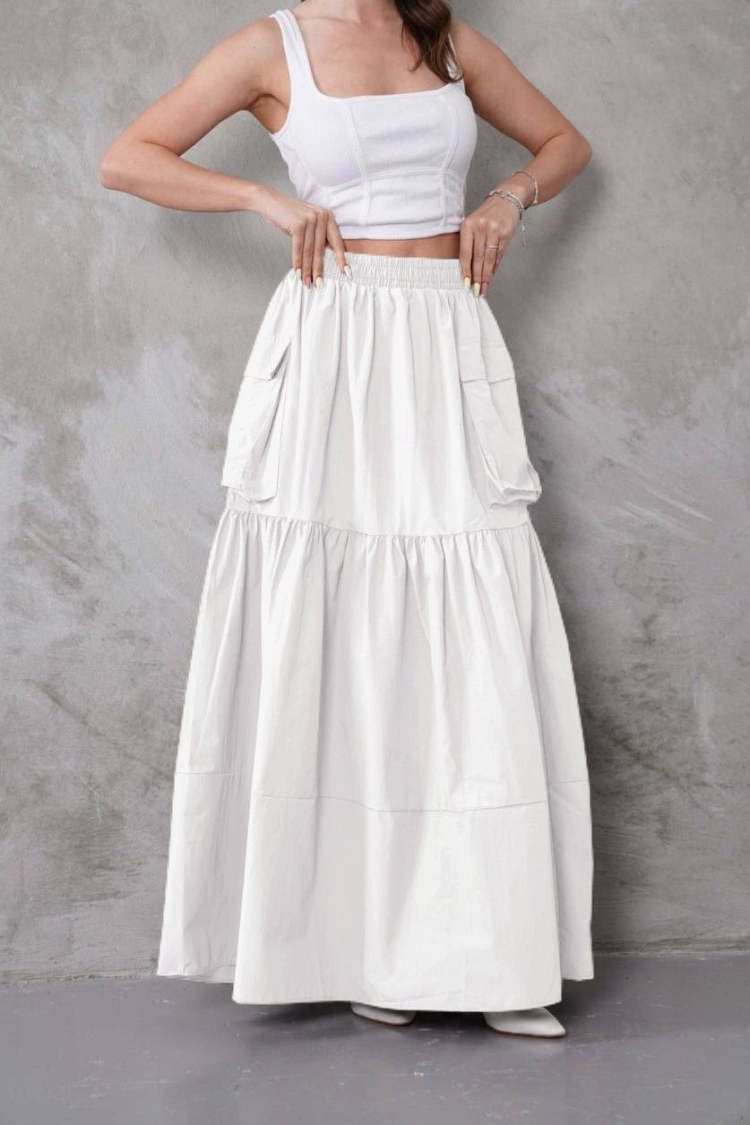 Elegant Layered Maxi Skirt With Flap Pocket - Producer: My Jest Fashion - Wholesale Women Clothes - TheBS Women