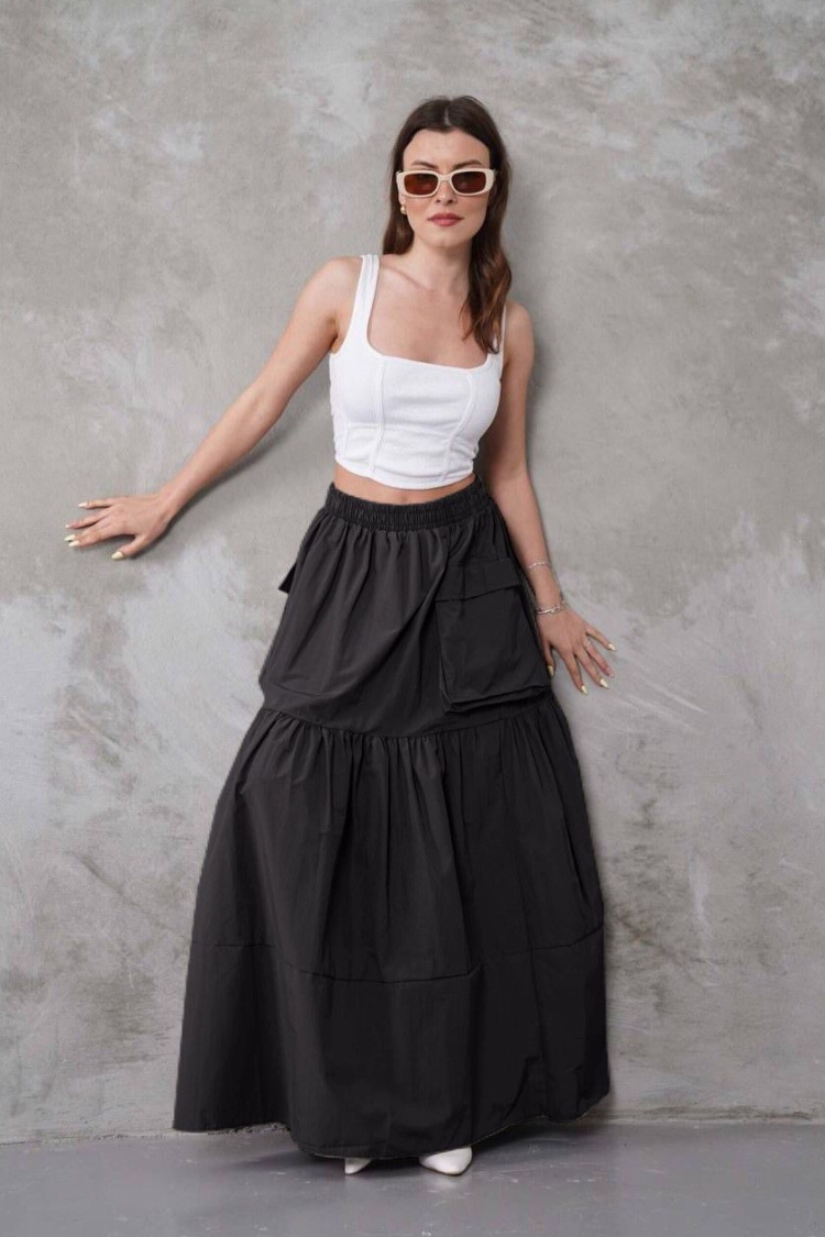 Layered Maxi Skirt With Flap Pockets - Producer: My Jest Fashion - Wholesale Women Clothes - TheBS Women