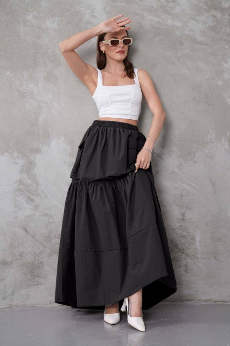 Layered Maxi Skirt With Flap Pockets - Producer: My Jest Fashion - Wholesale Women Clothes - TheBS Women