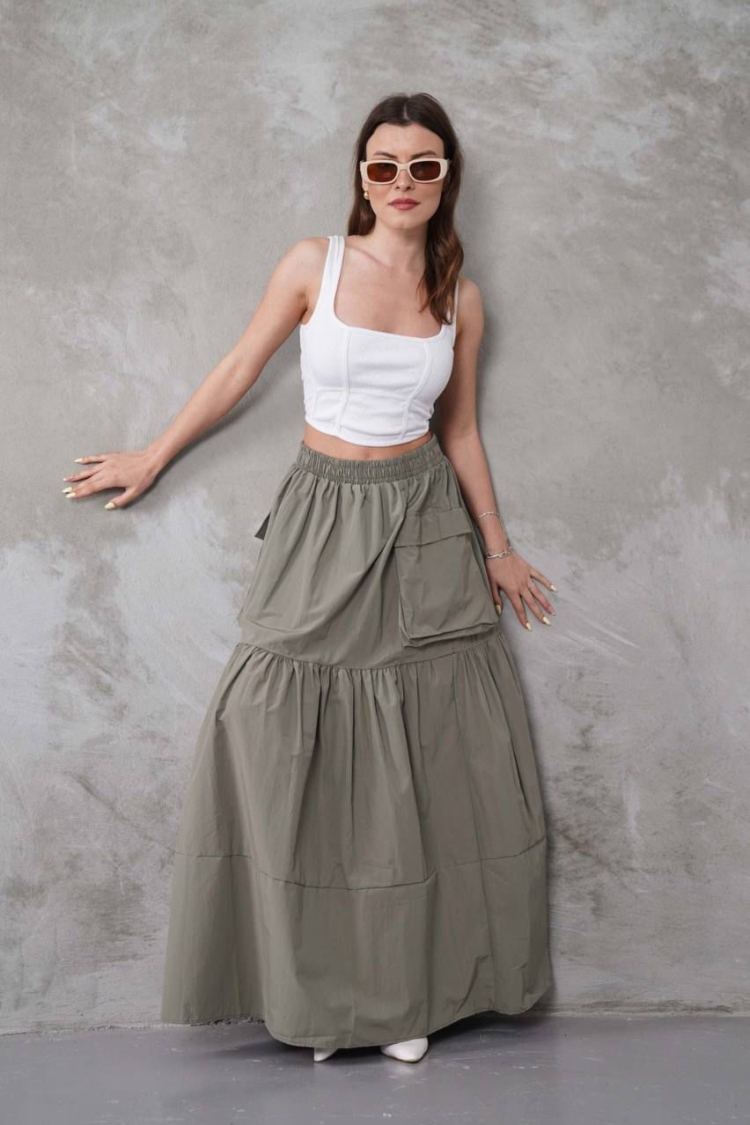 Layered Maxi Skirt With Flap Pockets - Producer: My Jest Fashion - Wholesale Women Clothes - TheBS Women