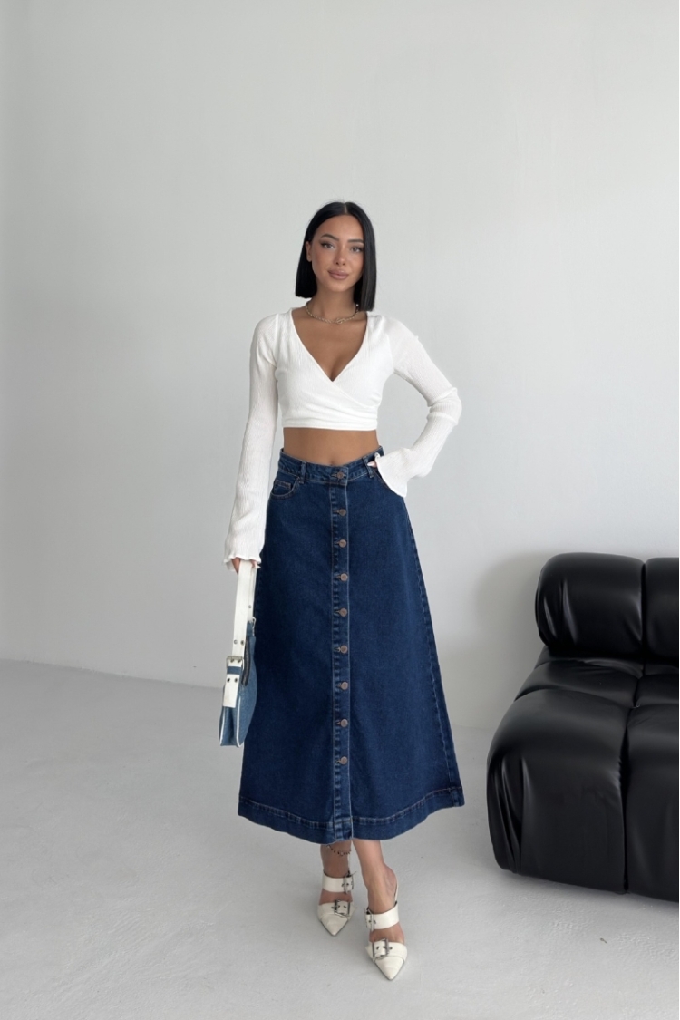A-Line Midi Skirt With High Waist And Patch Pocket - Brand: XLove - Women & Kids, Baby Clothes Wholesale - TheBS Women
