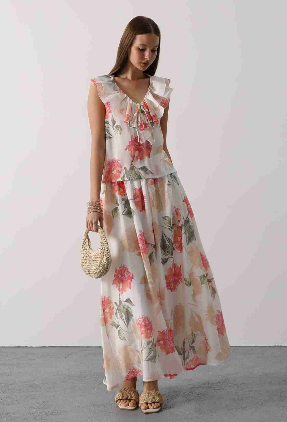 White Boho Sleeveless Floral V-Neck Blouse - Brand: Reyon - Women & Kids, Baby Clothes Wholesale - TheBS Women