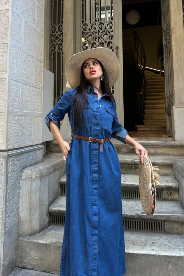 Maxi Shirt Dress With Notched Neck - Brand: XLove - Women & Kids, Baby Clothes Wholesale - TheBS Women