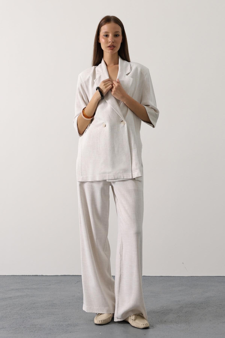 Elegant Beige Palazzo Pants With Wide Leg - Brand: Reyon - Women & Kids, Baby Clothes Wholesale - TheBS Women