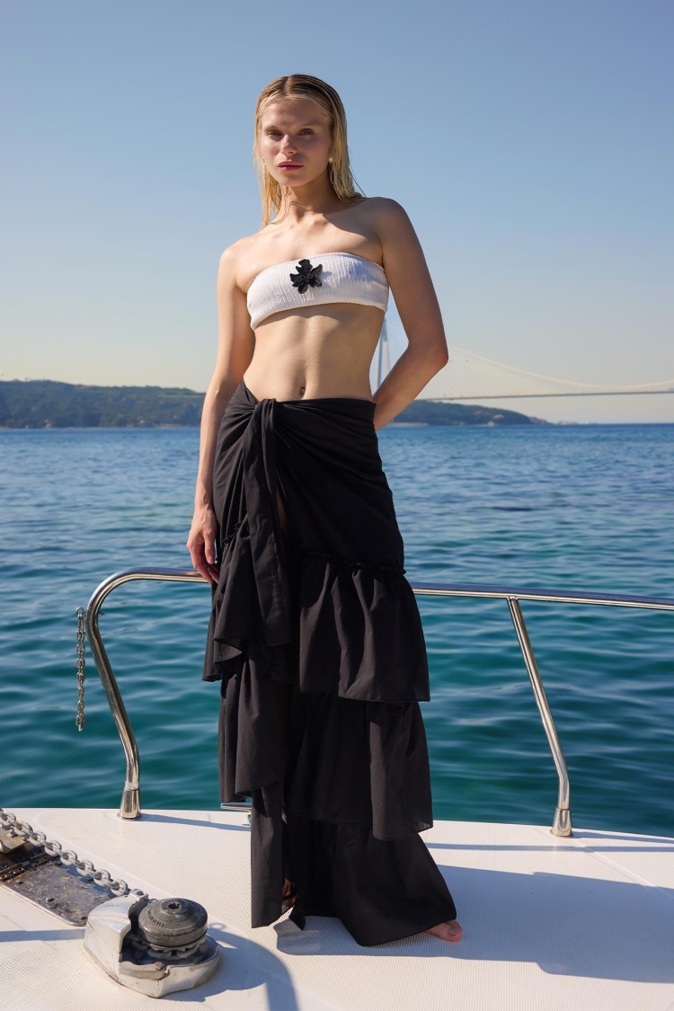 Layered Maxi Skirt With Tie Closure - Brand: Juste - Women & Kids, Baby Clothes Wholesale - TheBS Women