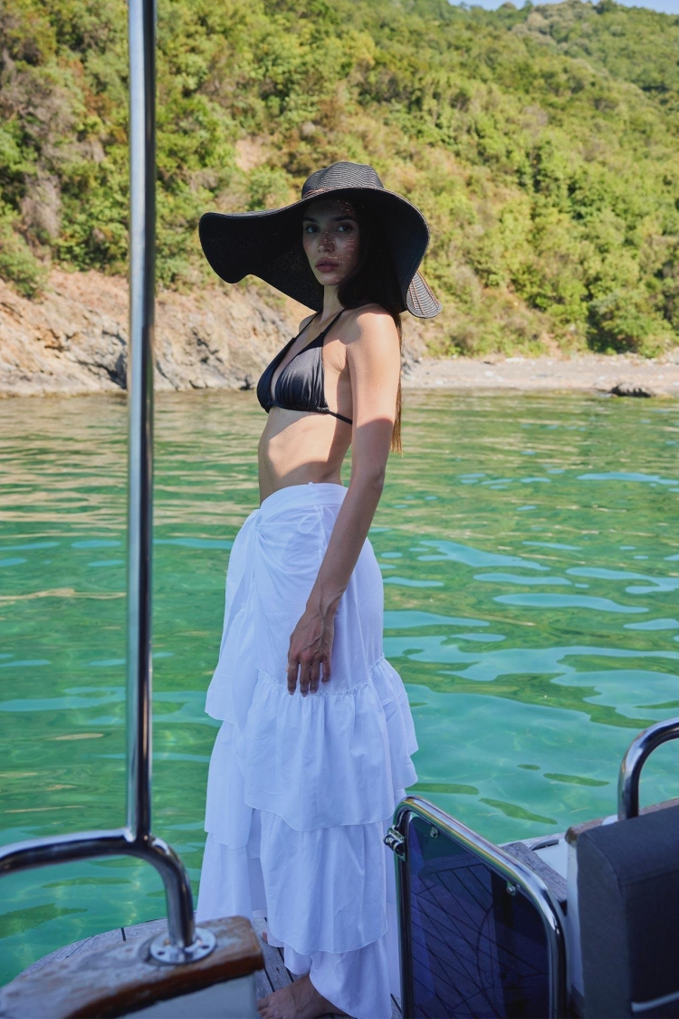 White Boho Layered Maxi Skirt With Tie Closure - Brand: Juste - Women & Kids, Baby Clothes Wholesale - TheBS Women