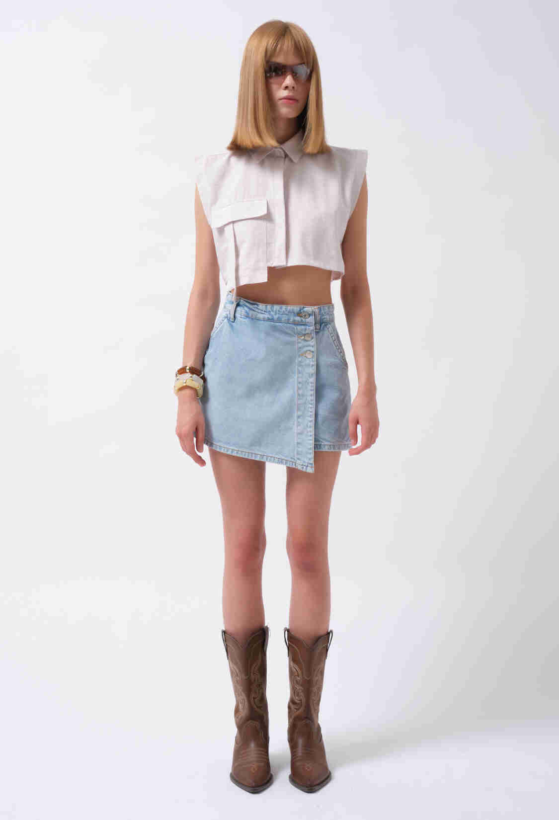 Asymmetrical Mini Skirt With Buttoned Closure - Brand: Black Fashion - Women & Kids, Baby Clothes Wholesale - TheBS Women
