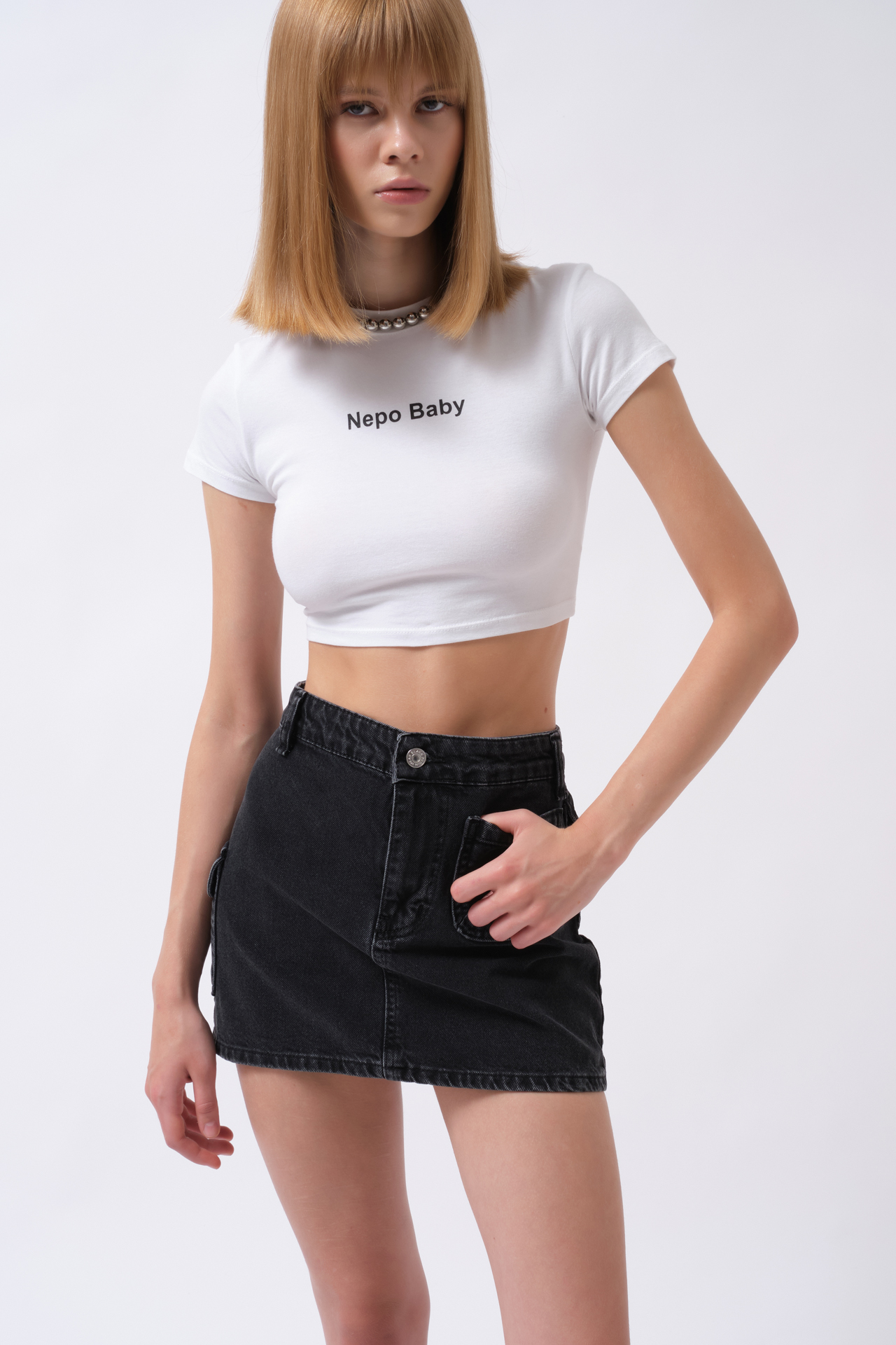 Pocket Detail Denim Mini Skirt - Brand: Black Fashion - Women & Kids, Baby Clothes Wholesale - TheBS Women