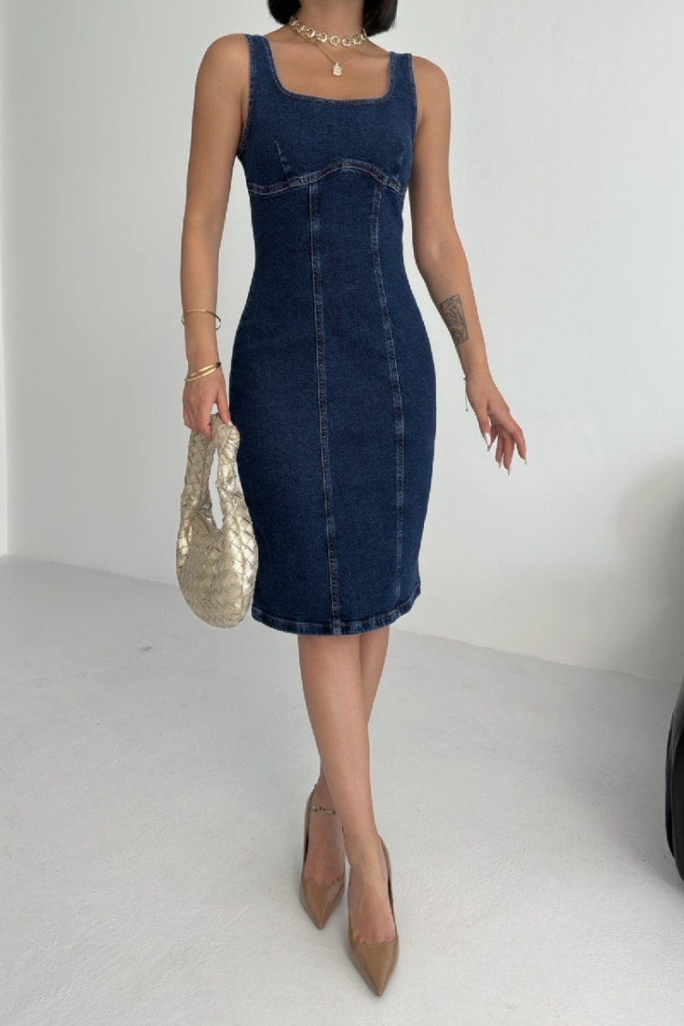 Blue Sexy Sleeveless Bodycon Dress With Square Neck - Brand: XLove - Women & Kids, Baby Clothes Wholesale - TheBS Women