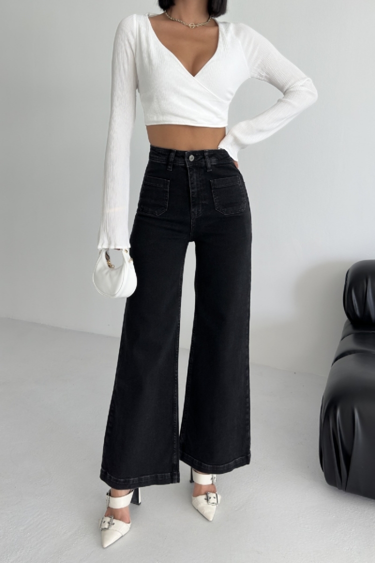 Black Palazzo Jeans With High Waist & Wide Leg - Brand: XLove - Women & Kids, Baby Clothes Wholesale - TheBS Women