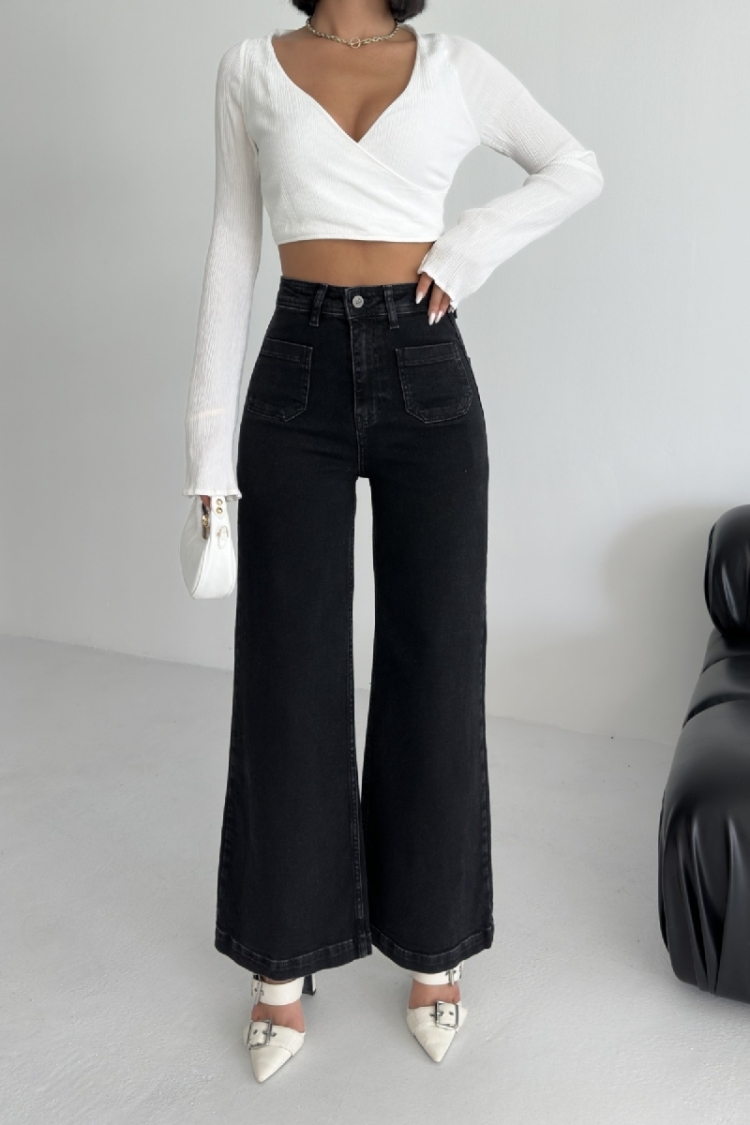 Black Palazzo Jeans With High Waist & Wide Leg - Brand: XLove - Women & Kids, Baby Clothes Wholesale - TheBS Women