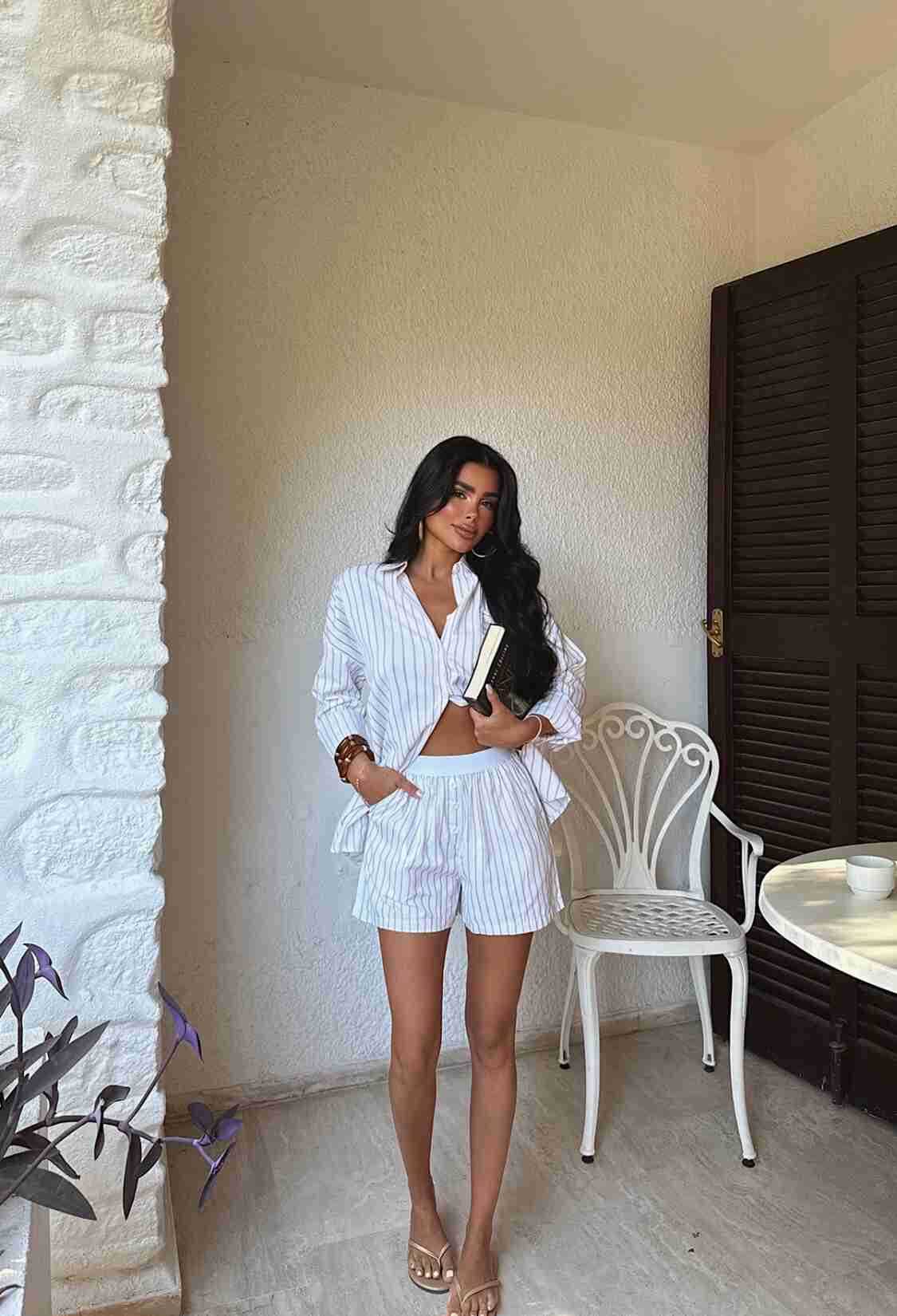 White Striped Casual Sport Elegant Set - Brand: EYYO ATELIER - Women & Kids, Baby Clothes Wholesale - TheBS Women