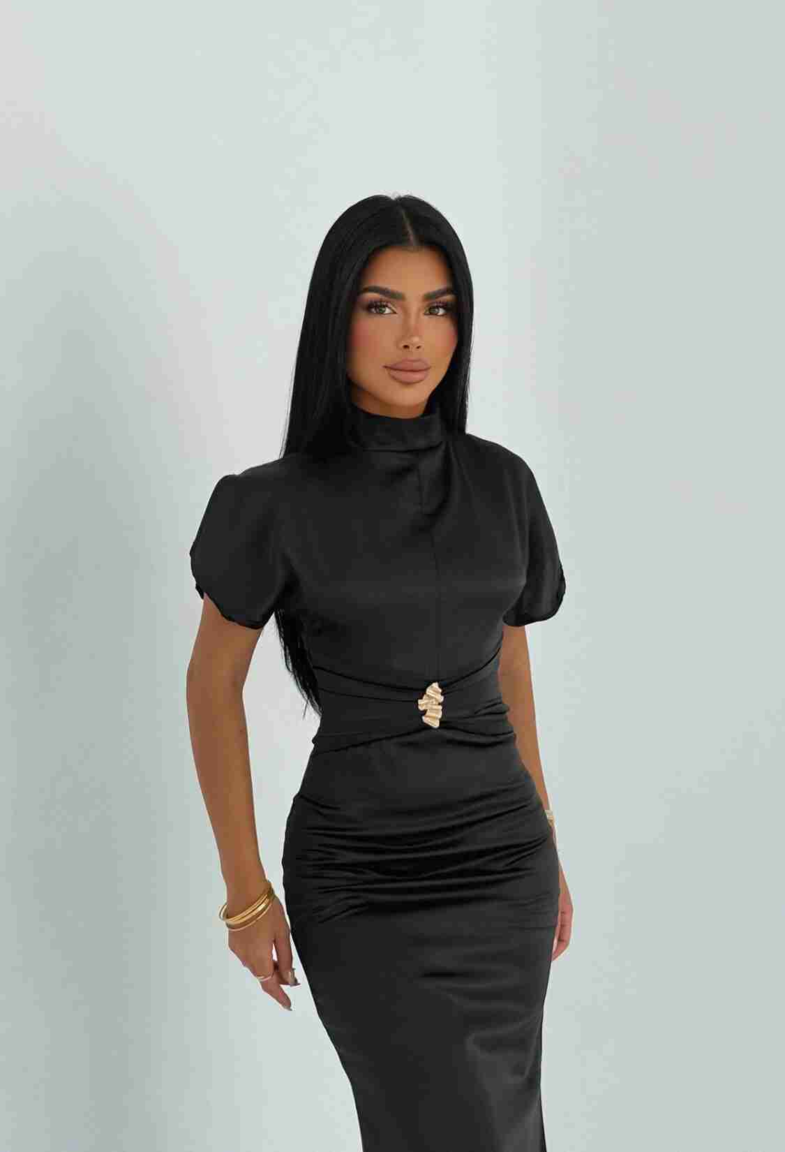 ElegantSheath Dress With Puff Short Sleeves - Brand: EYYO ATELIER - Women & Kids, Baby Clothes Wholesale - TheBS Women