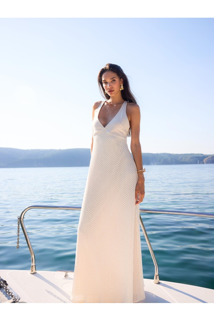 Beige Elegant Sleeveless Slip Dress - Brand: Juste - Women & Kids, Baby Clothes Wholesale - TheBS Women