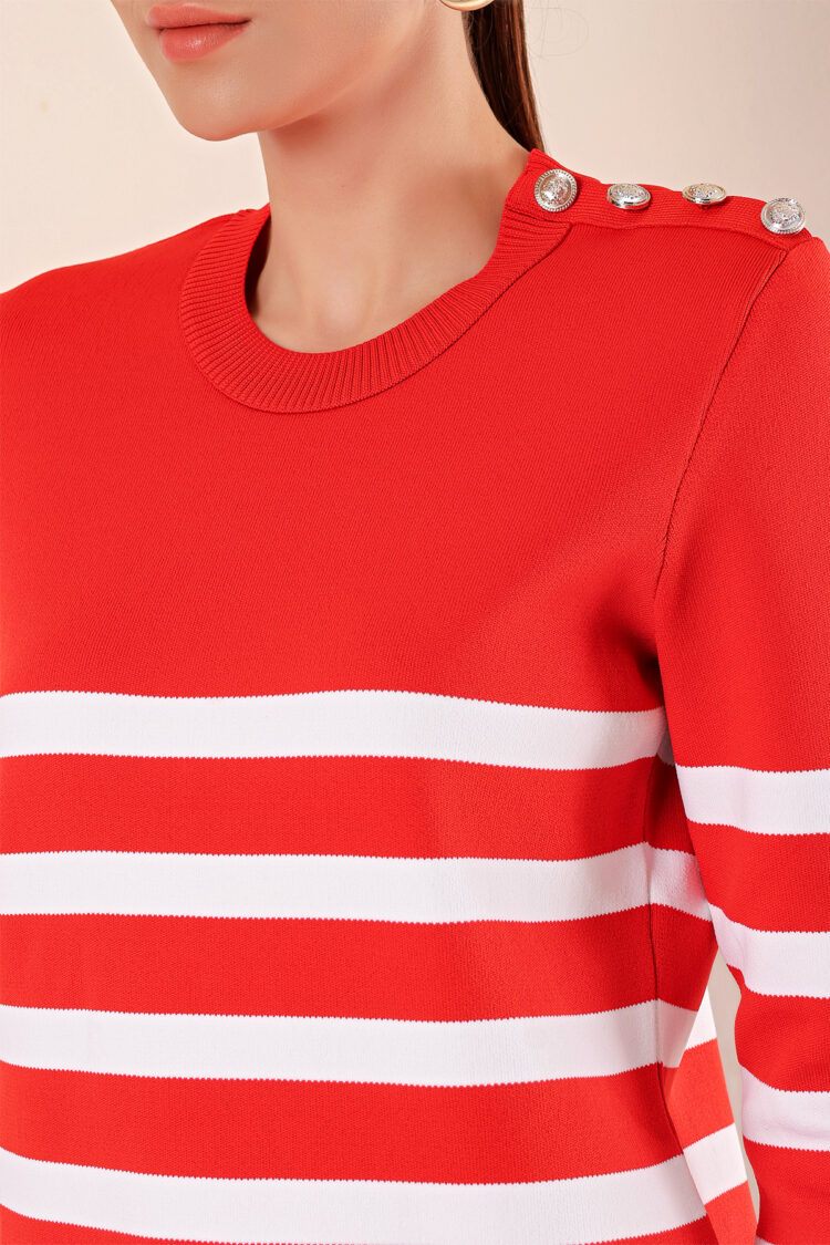 Button Detailed Striped Sweater - Producer: Bigdart - Wholesale Women Clothes - TheBS Women