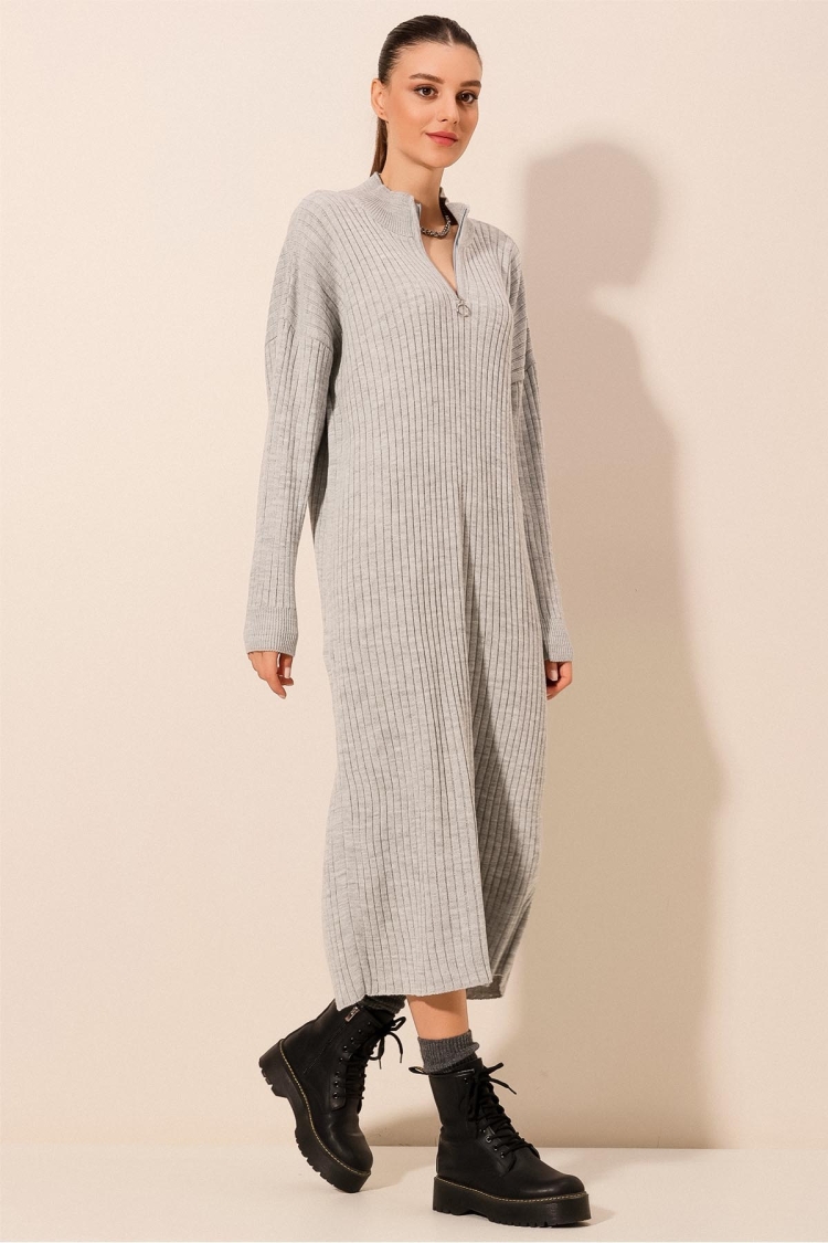 Full-length Knitwear Dress - Gray - Brand: Bigdart - Women & Kids, Baby Clothes Wholesale - TheBS Women