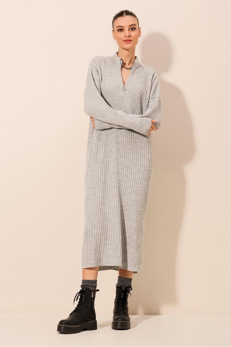 Full-length Knitwear Dress - Gray - Brand: Bigdart - Women & Kids, Baby Clothes Wholesale - TheBS Women