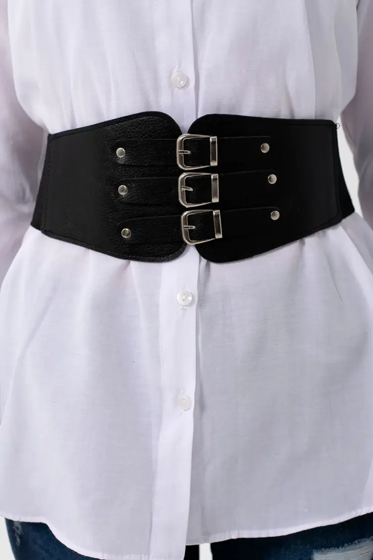 Elastic Women's Belt With Three Buckles - Producer: Fiori - Wholesale Women Clothes - TheBS Women