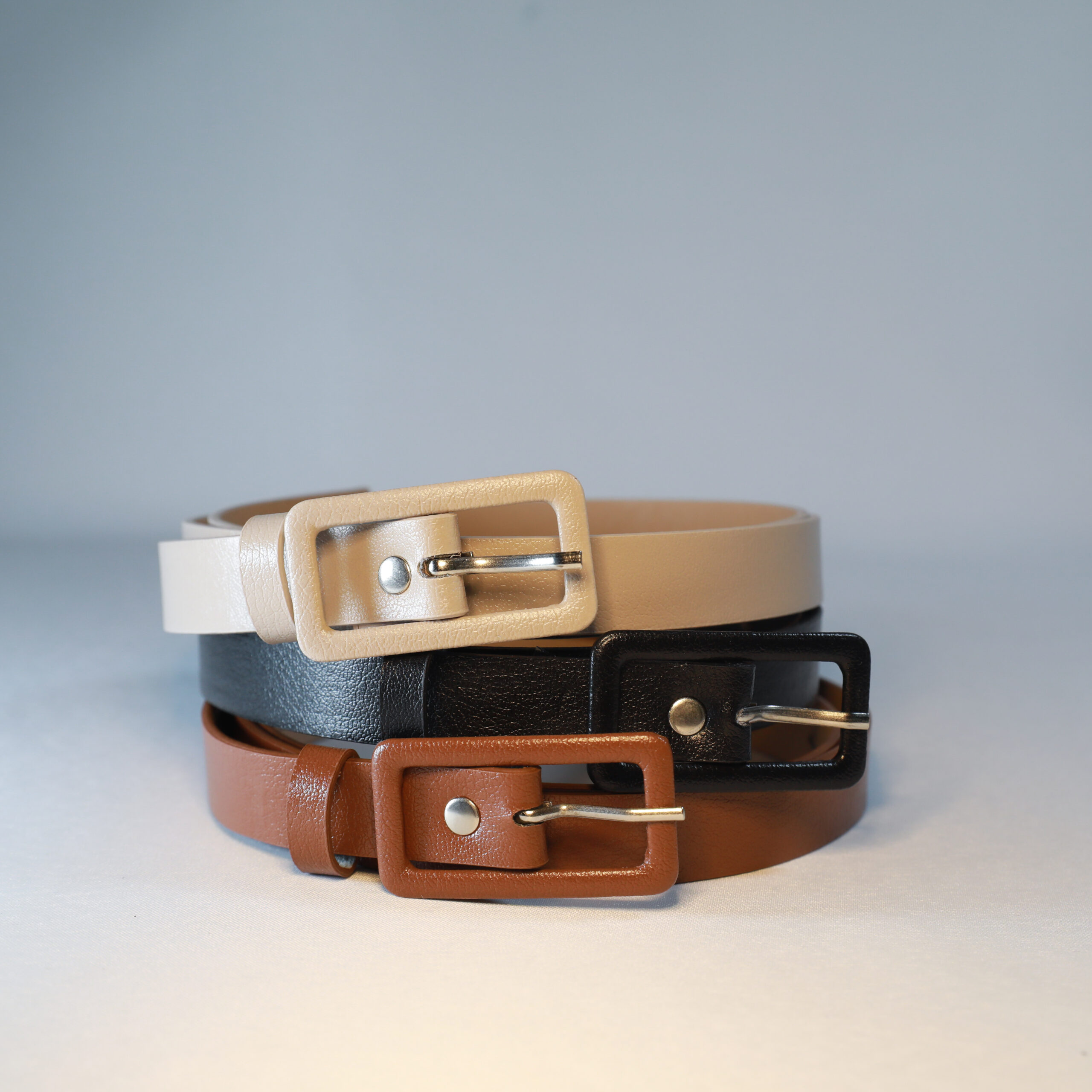 Rectangular Plated Buckle Women's Belt - Producer: Fiori - Wholesale Women Clothes - TheBS Women