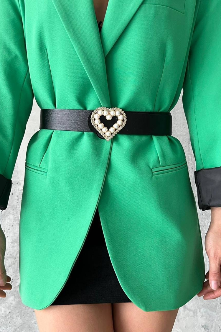Women's Belt With Pearl Heart Buckle - Producer: Fiori - Wholesale Women Clothes - TheBS Women