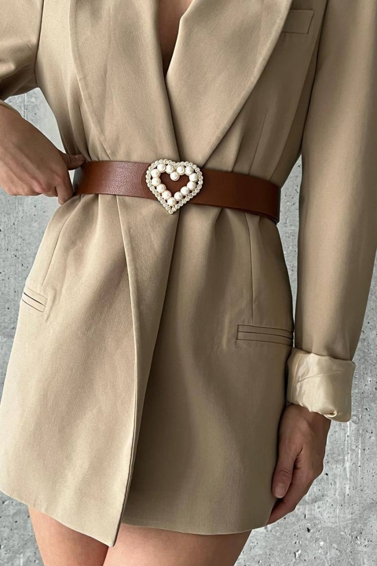 Women's Belt With Pearl Heart Buckle - Producer: Fiori - Wholesale Women Clothes - TheBS Women