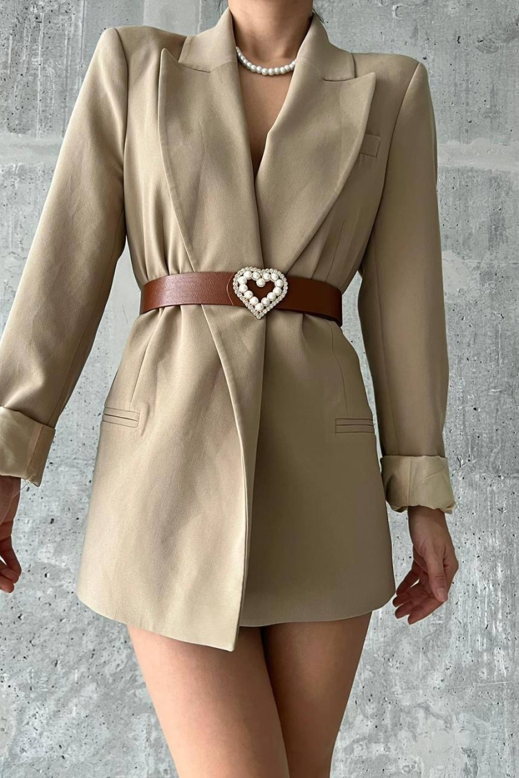 Women's Belt With Pearl Heart Buckle - Producer: Fiori - Wholesale Women Clothes - TheBS Women
