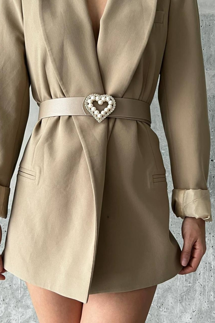 Women's Belt With Pearl Heart Buckle - Producer: Fiori - Wholesale Women Clothes - TheBS Women