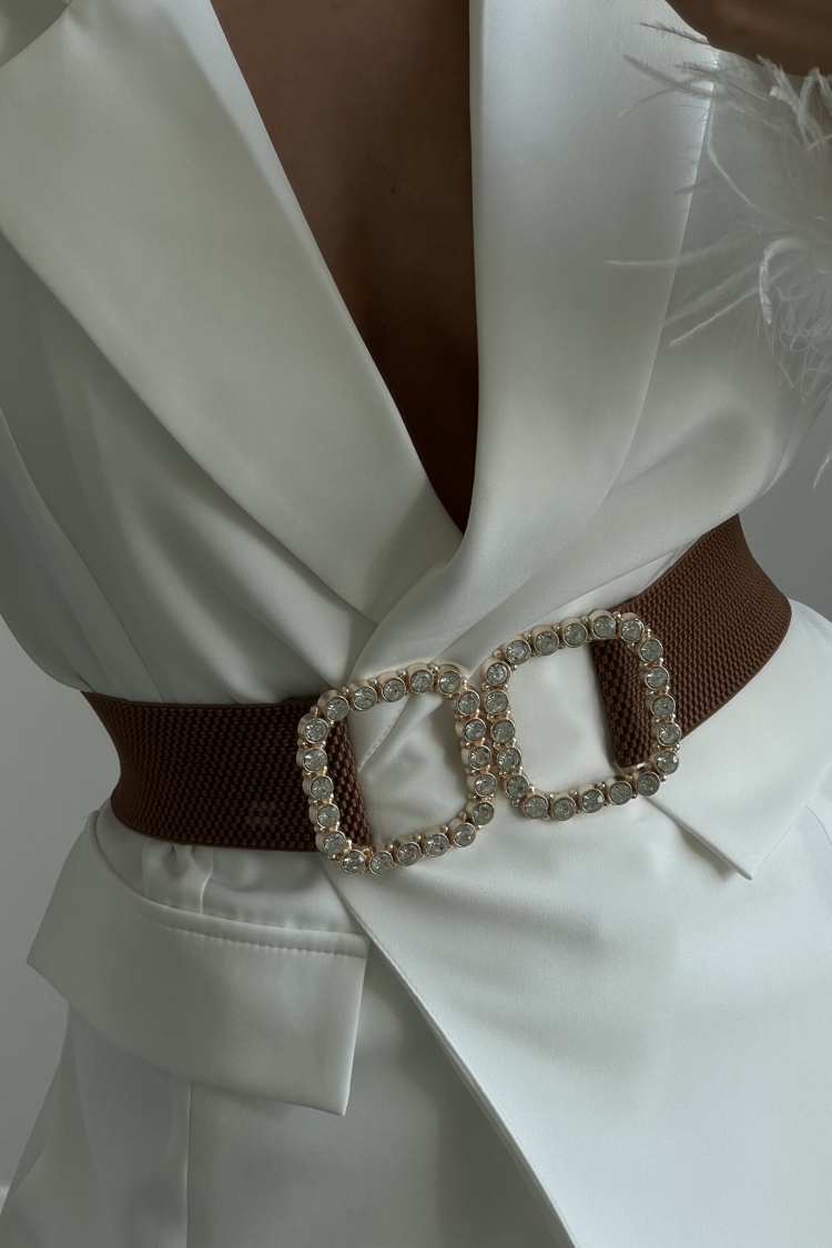 Women's Elastic Belt With Pearl Buckle - Producer: Fiori - Wholesale Women Clothes - TheBS Women