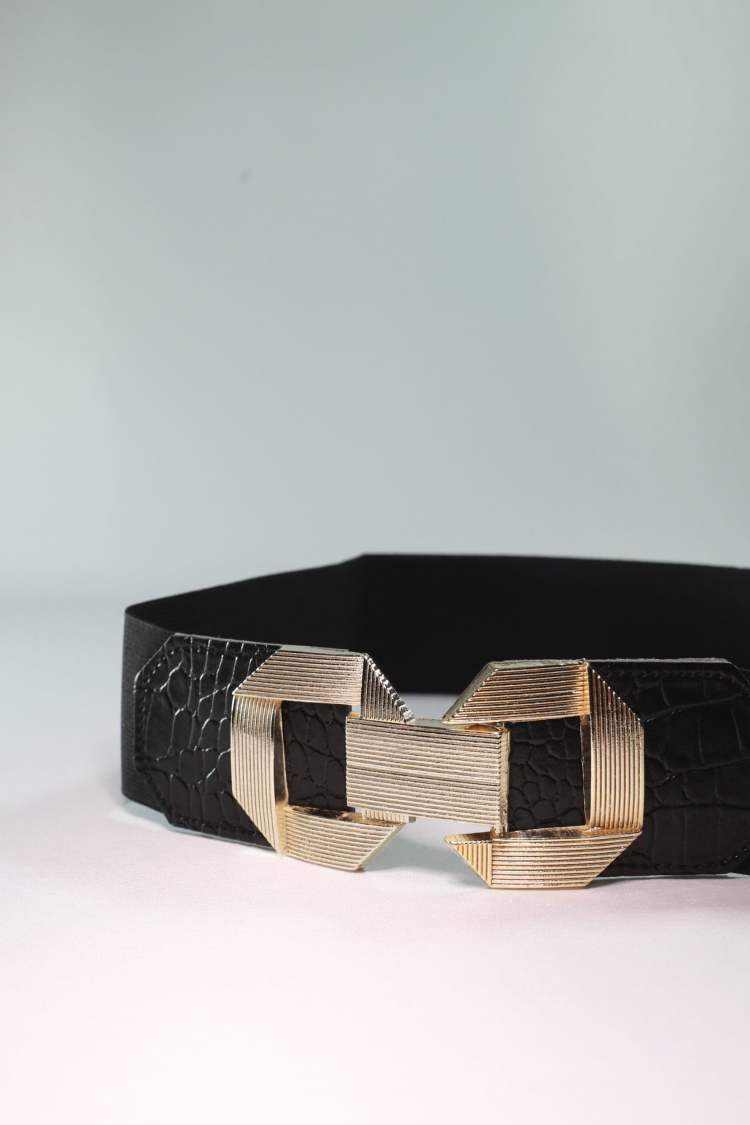 Elastic Belt With Metal Gold Buckle - Producer: Fiori - Wholesale Women Clothes - TheBS Women