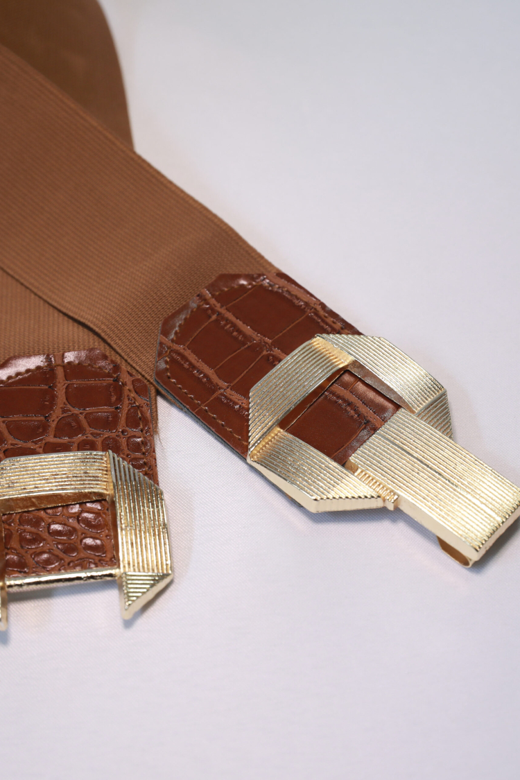 Elastic Belt With Metal Gold Buckle - Producer: Fiori - Wholesale Women Clothes - TheBS Women