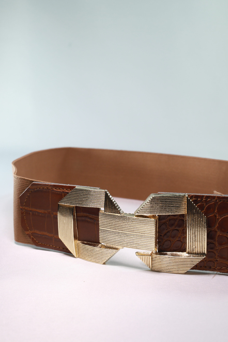 Elastic Belt With Metal Gold Buckle - Producer: Fiori - Wholesale Women Clothes - TheBS Women