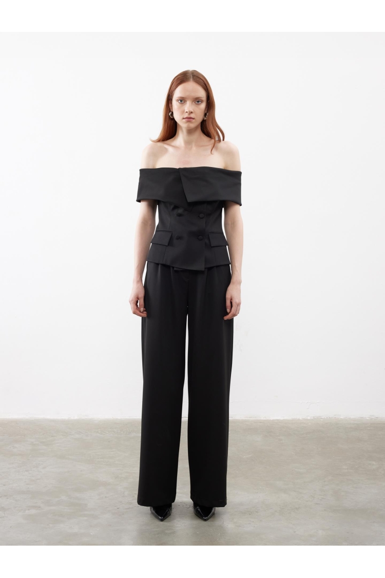 Pleat Detailed Palazzo Trousers - Brand: Juste - Women & Kids, Baby Clothes Wholesale - TheBS Women