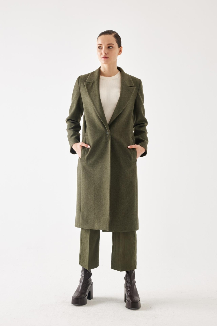 Single Button Detailed Stash Coat - Producer: Juste - Wholesale Women Clothes - TheBS Women