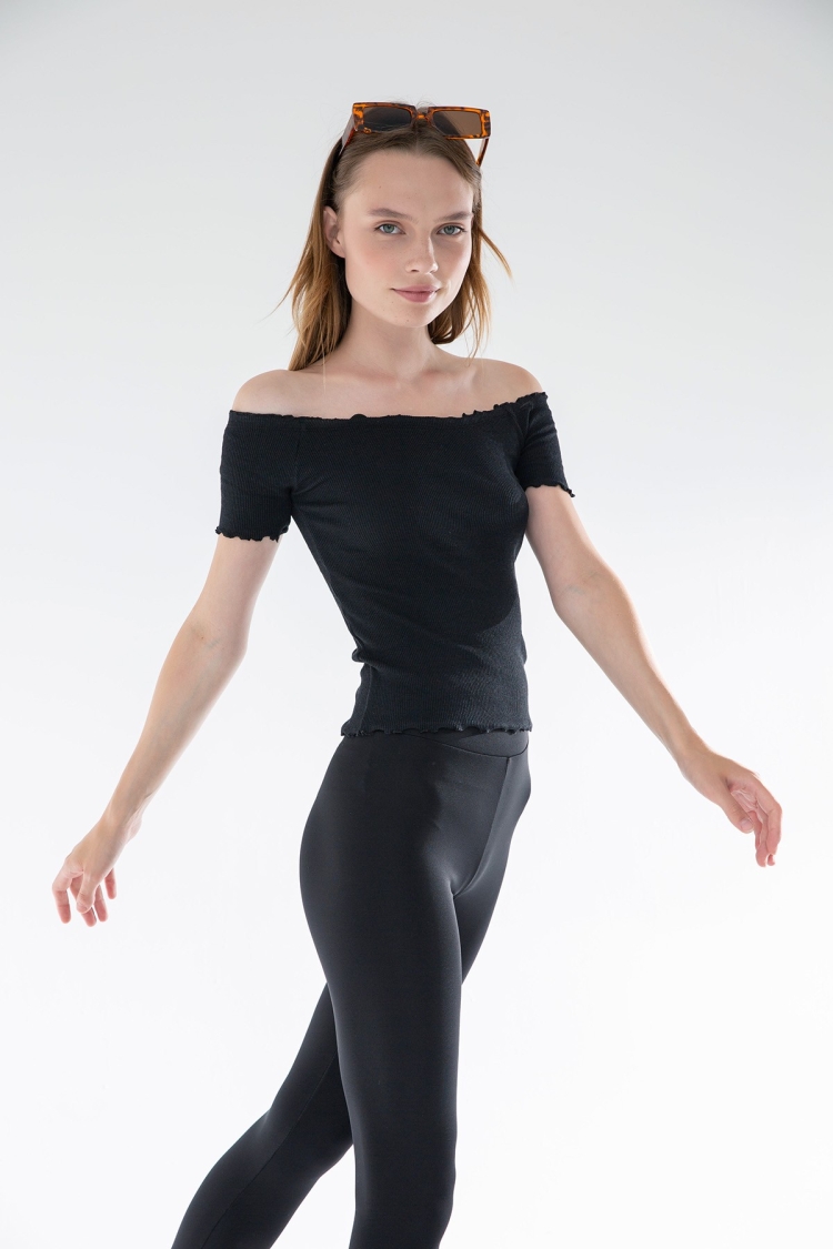 Knitted Carmen Collar Crop Blouse - Brand: la & vetta - Women & Kids, Baby Clothes Wholesale - TheBS Women